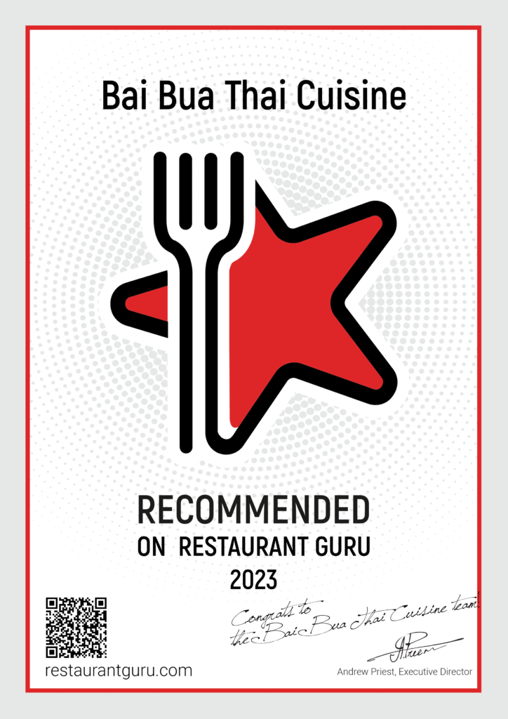 Bai Bua Thai Cuisine Restaurant Guru certificate